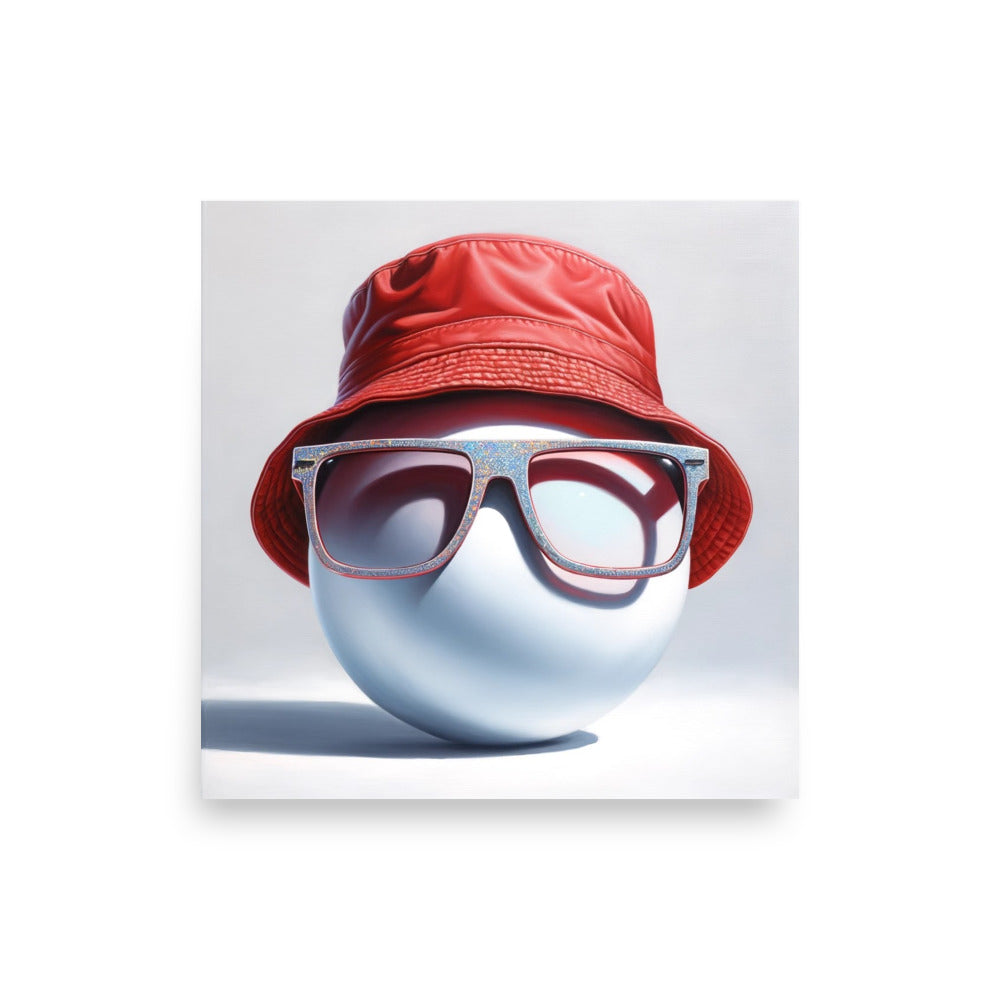 Red Bucket Hat - Poster Print - 18"x18"